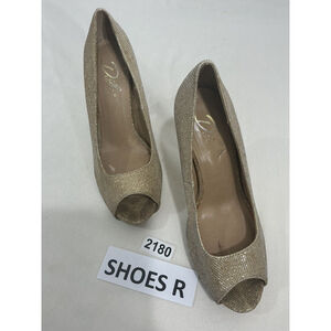 Womans Diba London Tenith Slip On Peep Toe Gold Glitter Platform Pumps 10 M